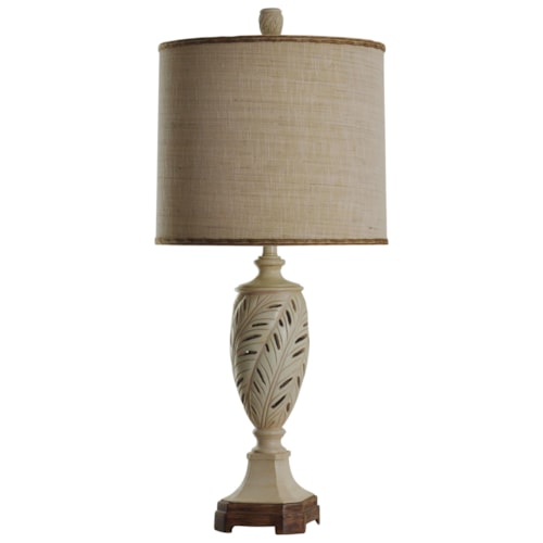 Transitional Table Lamp with Leaf Motif