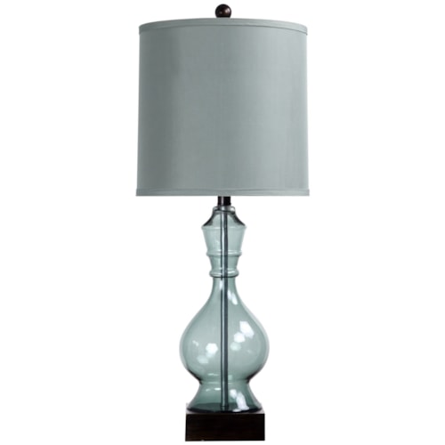Blue Glass Table Lamp with Black Base