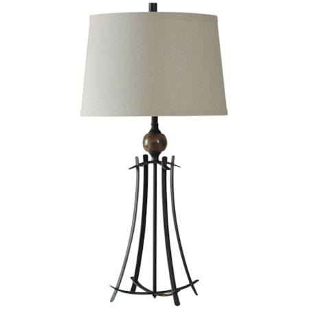 Marble Orb With Forged Metal Lamp