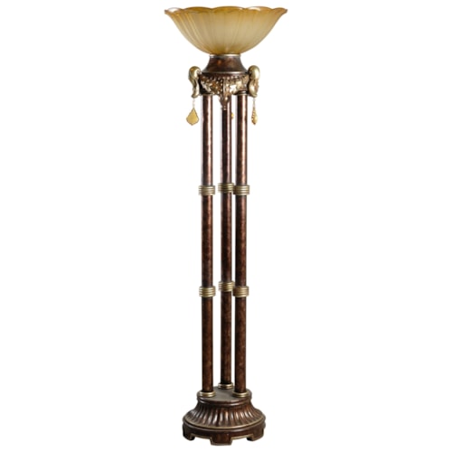 3-Pillar Uplight Lamp in Antique Gold and Bronze