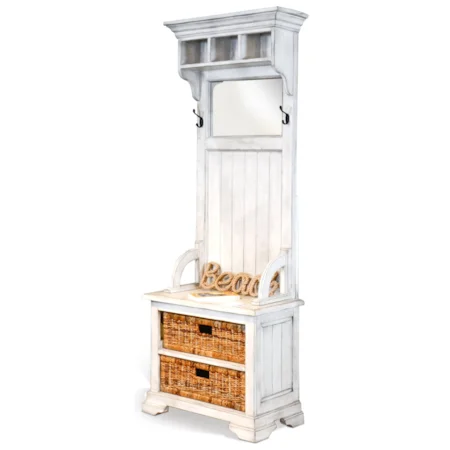 Farmhouse Narrow Hall Tree w/ Baskets