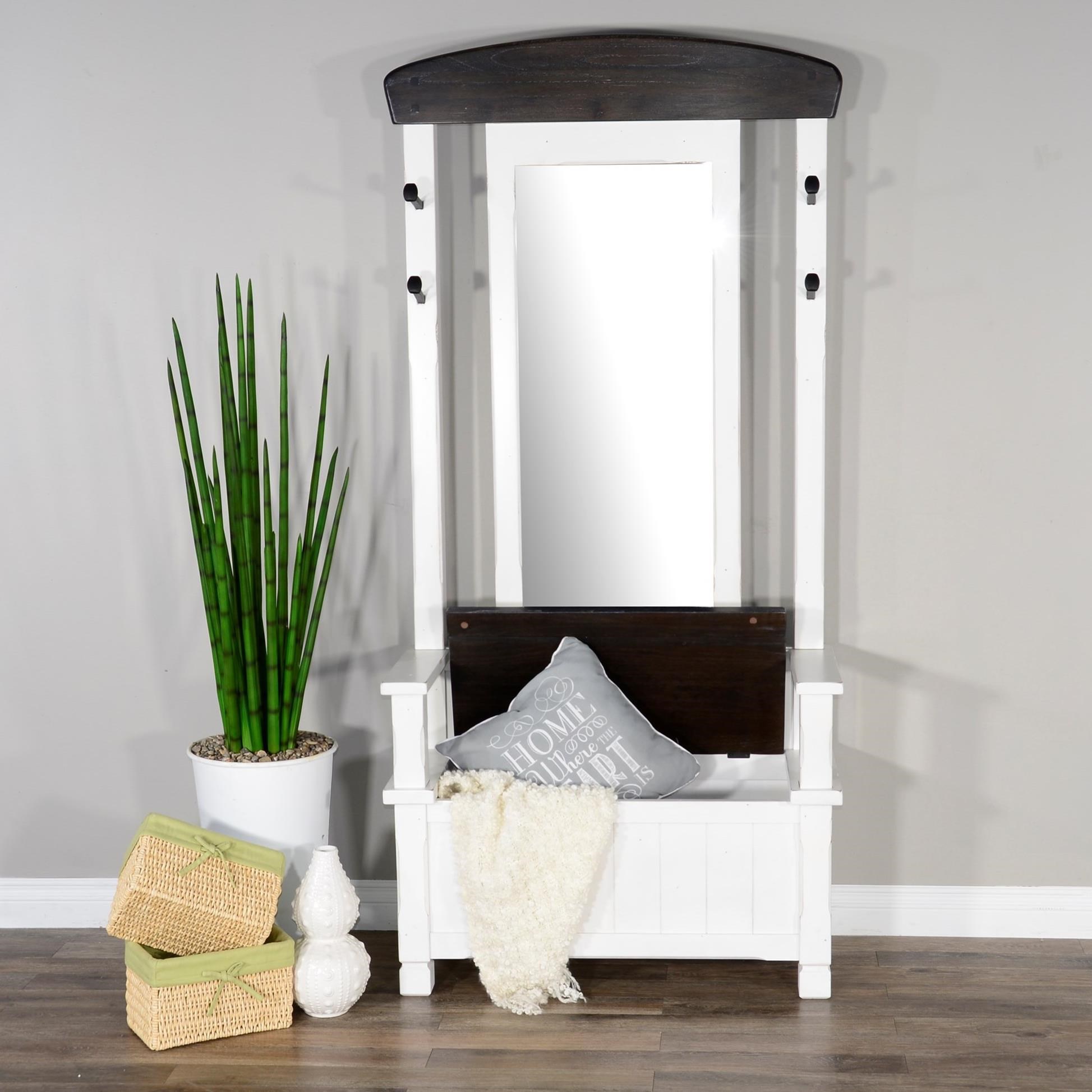 Hall tree with bench and outlet mirror