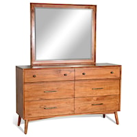 Mid-Century Modern Dresser and Mirror Combination with Felt-Lined Top Drawers