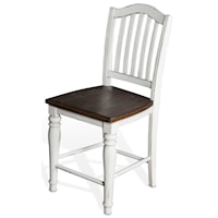 Two-Tone 24"H Slatback Stool with Wood Seat