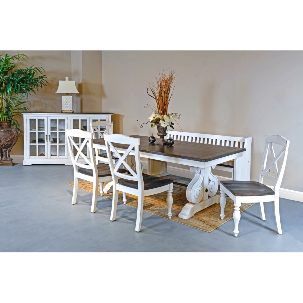 Sunny Designs Carriage House Bench w/ Back, Wood Seat