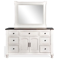 7 Drawer Dresser and Mirror Combo in European Cottage Finish