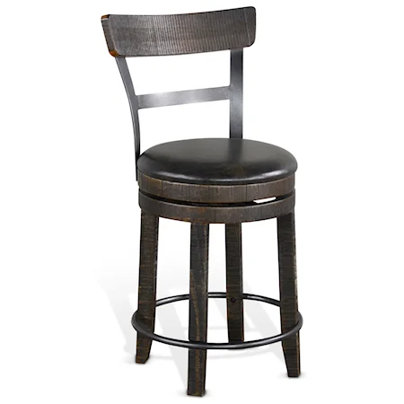 Rustic Swivel Stool with Full Back