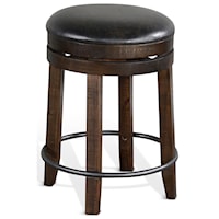 Rustic Backless Swivel Stool with Foot Rest