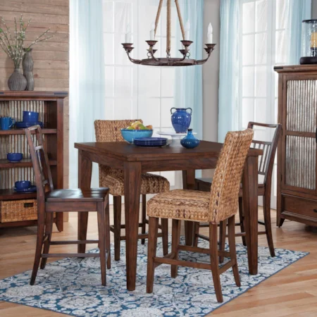 Counter Height Dining Set with Four Chairs