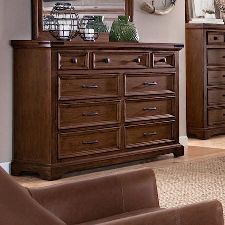 Nine Drawer Dresser with Felt Lined Top Drawers