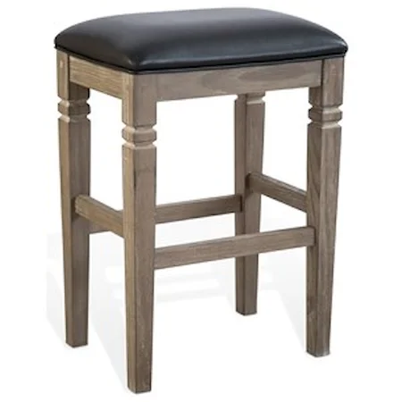Transitional 30" Backless Stool with Cushion Seat
