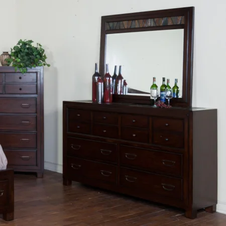Dresser & Mirror with Geometric Tile