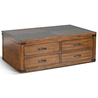 Coffee Table w/ 4 Drawers & Casters