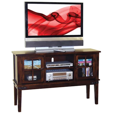 Traditional 2 Door 6 Shelf TV Console