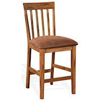 Slatback Counter Height Barstool with Cushion Seat