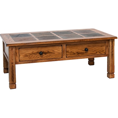 Rustic Coffee Table with Slate Top