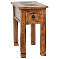 Rustic Chair Side Table with Slate Accents