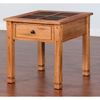Rustic End Table with Slate Top