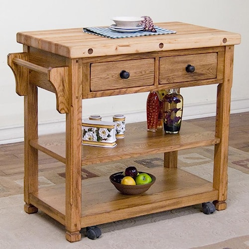 Sunny Designs Sedona Butcher Block Kitchen Island w/ Casters - Conlin's Furniture - Kitchen Islands