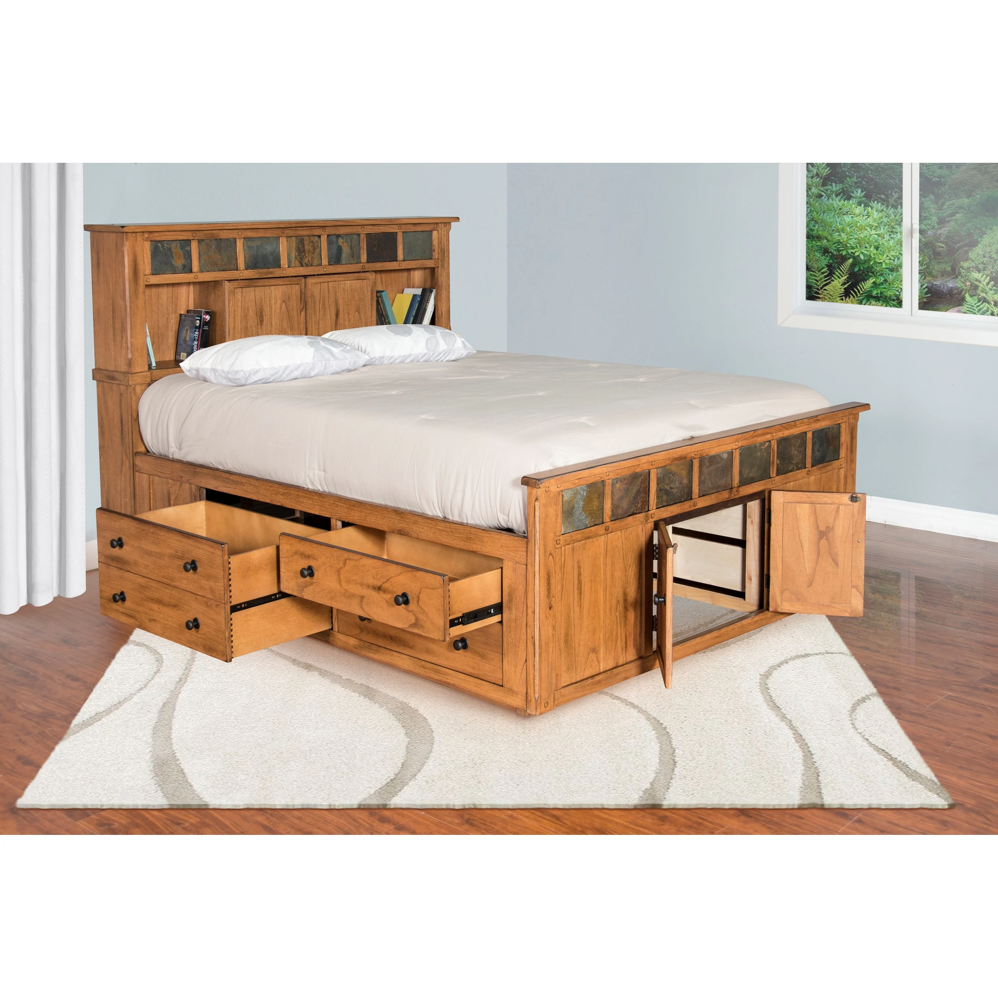 Sunny Designs Sedona 2334RO-SQ Queen Storage Bed w/ Slate | Conlin's ...