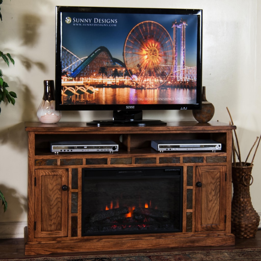 Sunny Designs Sedona 3490RO-54R(set) Distressed Oak Fireplace TV Console w/ 26" Firebox | John V Schultz Furniture | TV Stands Shop for the Sunny Designs Sedona Fireplace TV Console w/ 26" Firebox at John V Schultz Furniture - Your Erie