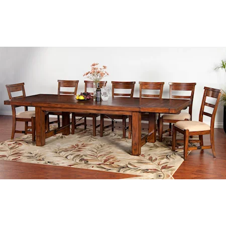 Distressed Mahogany 8-Piece Extension Table Set