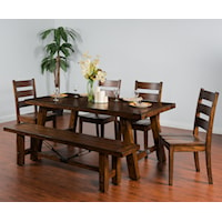 3P2121219 Rustic Breakfast Nook Set with Side Bench, Sadler's Home  Furnishings