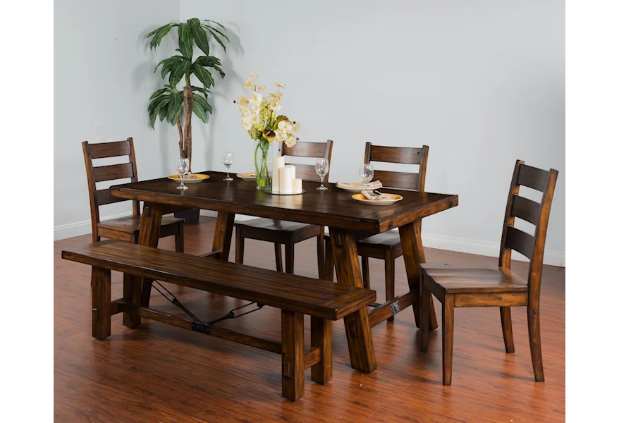 Tuscany 6-Piece Extension Table Set with Bench by Sunny Designs at Suburban Furniture