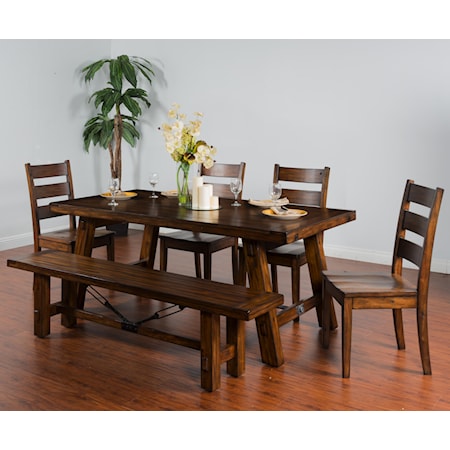 6-Piece Extension Table Set with Bench
