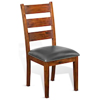 Rustic Ladderback Chair with Upholstered Seat