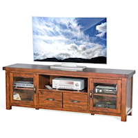 Rustic 74" TV Console with Distressed Finish