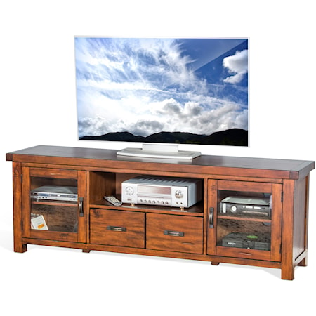 Rustic 74" TV Console with Distressed Finish