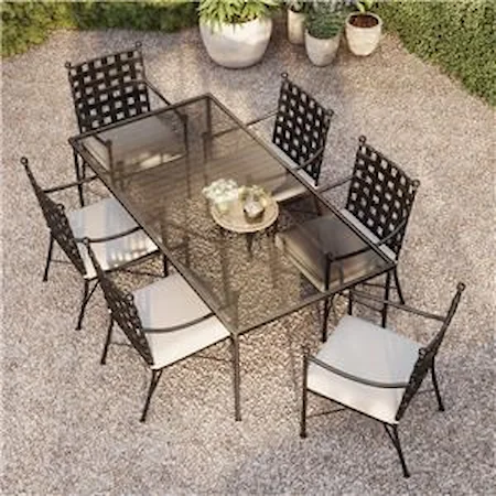 7 Piece Outdoor Dining Set with Rectangular Dining Table and 6 Outdoor Chairs