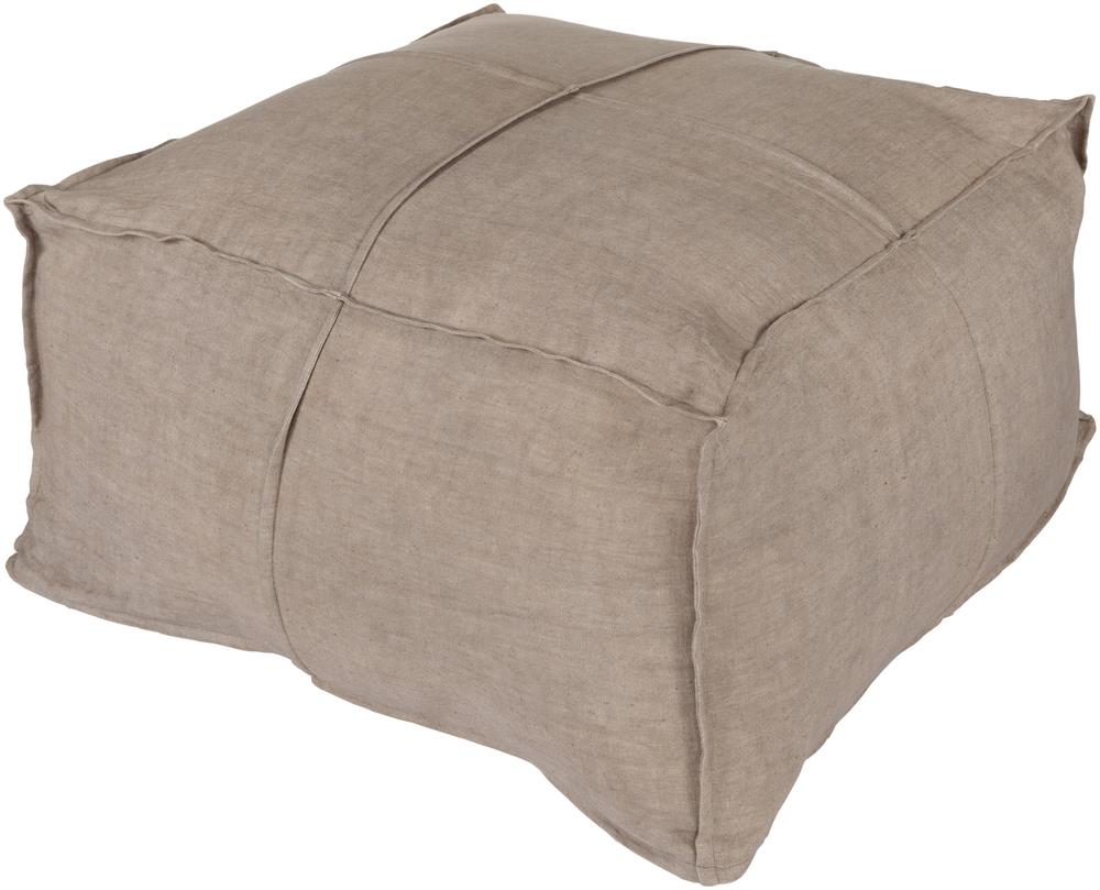 Surya Poufs SLPH002 24" x 24" x 13" Solid Linen Pouf Wayside