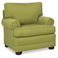 Transitional Chair with Rolled Arms and Bun Feet