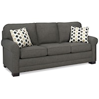 Casual Queen Sofa Sleeper with Exposed Wood Block Legs