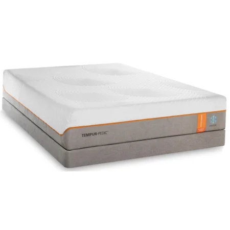 King Medium-Firm Mattress and Grey High Profile Foundation