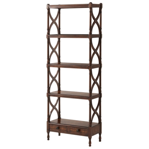 Traditional 4-Shelf Etagere with 2 Drawers
