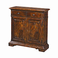 Traditional 2 Drawer 2 Door Antique Wood Side Cabinet