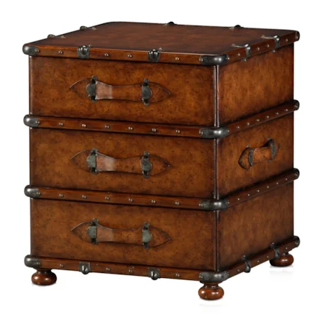 Leather Luggage-Style Chest with Brass Corners