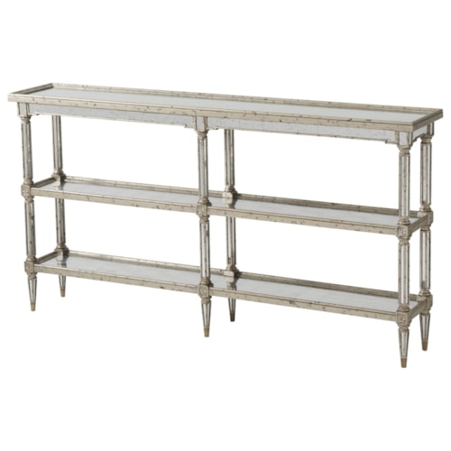 Rustic Console with Mirror Glass and Silver Leaf