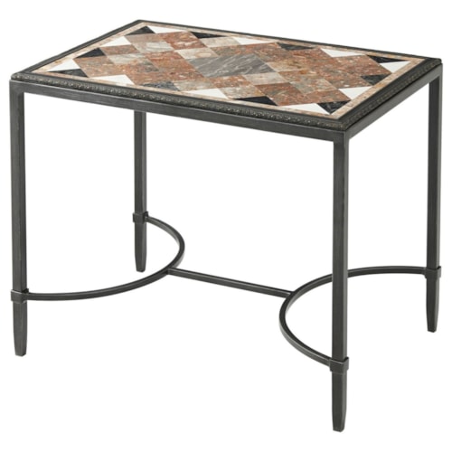 Traditional Lozenge Top Cocktail Table with Marble Top