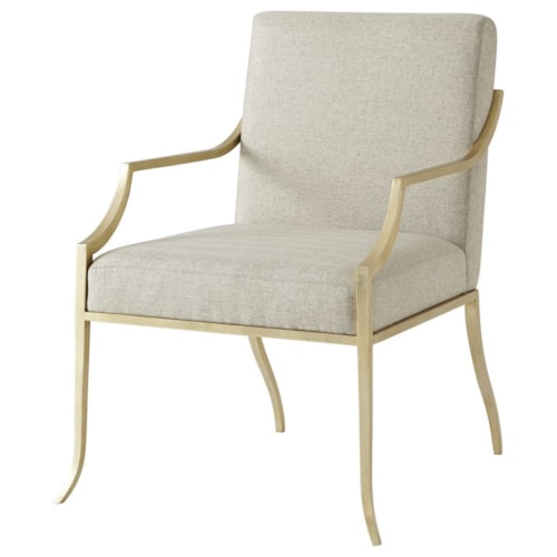 Contemporary Accent Chair with Gold Leaf Steel Frame