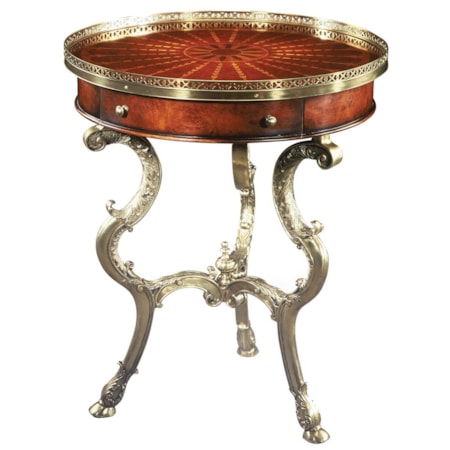 Round Brass Lamp End Table