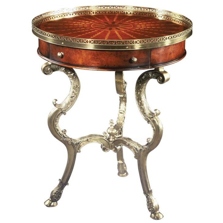 Theodore Alexander Tables Round Brass Lamp End Table