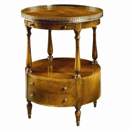 2 Drawer Circular Lamp End Table