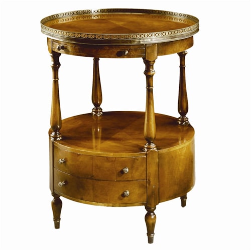 2 Drawer Circular Lamp End Table