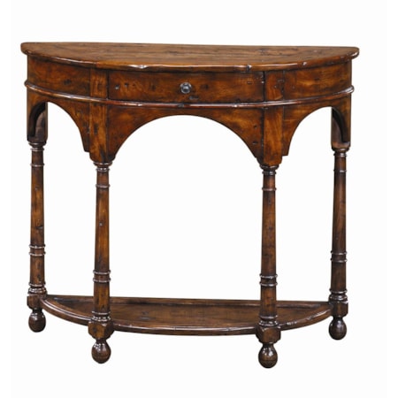 Antiqued Wood Bowfront Sofa Table