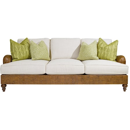 Harborside Sofa with Woven Dark Wicker Frame