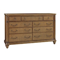 Costa Sera Triple Dresser with Wire Management and Drop-Front Media Drawer